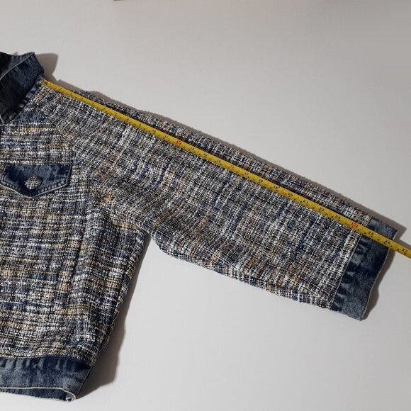 NWT M2 by Mocha crystal tweed short denim jacket, L - Picture 10 of 11